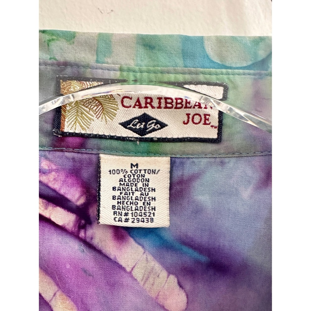 Caribbean Joe Womens Boho M Batik Floral Button Cotton Short Sleeve Multi - Picture 4 of 5